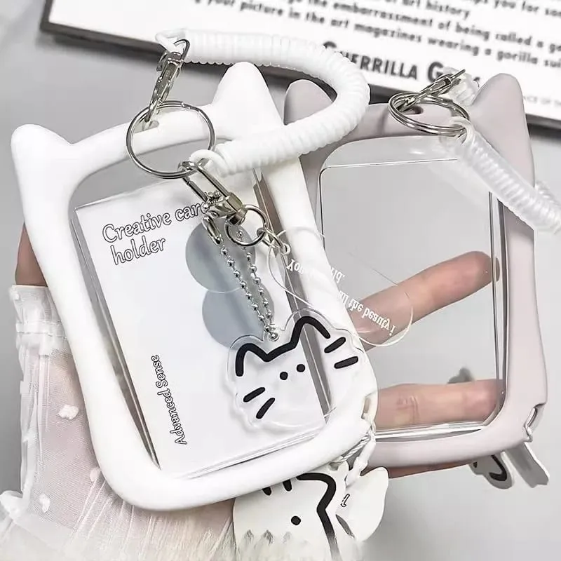 Niedliche Fotokarten-Schlüsselanhänger-Hülle – durchsichtiger PVC-Kartenhalter mit Schlüsselring für Rucksack, schützende Präsentationshülle für Idol-Foto, Geschenk für Fans und Sammler — image 4