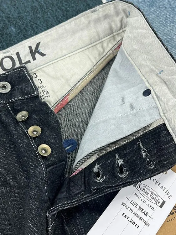 100% bawełna z tyłu paryska klamra wiosenne czarne proste dżinsy dla mężczyzn amerykański styl retro Casual japońskie wąskie, zwężane długie spodnie — image 6