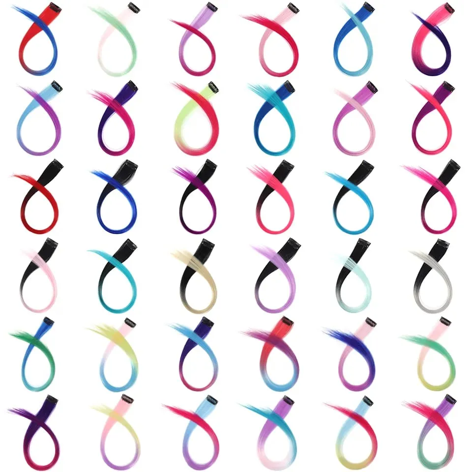 20 Inch Synthetic Multicolor Hair Extensions For Cosplay Party Y2K Style Hair Accessories Halloween Christmas — image 6