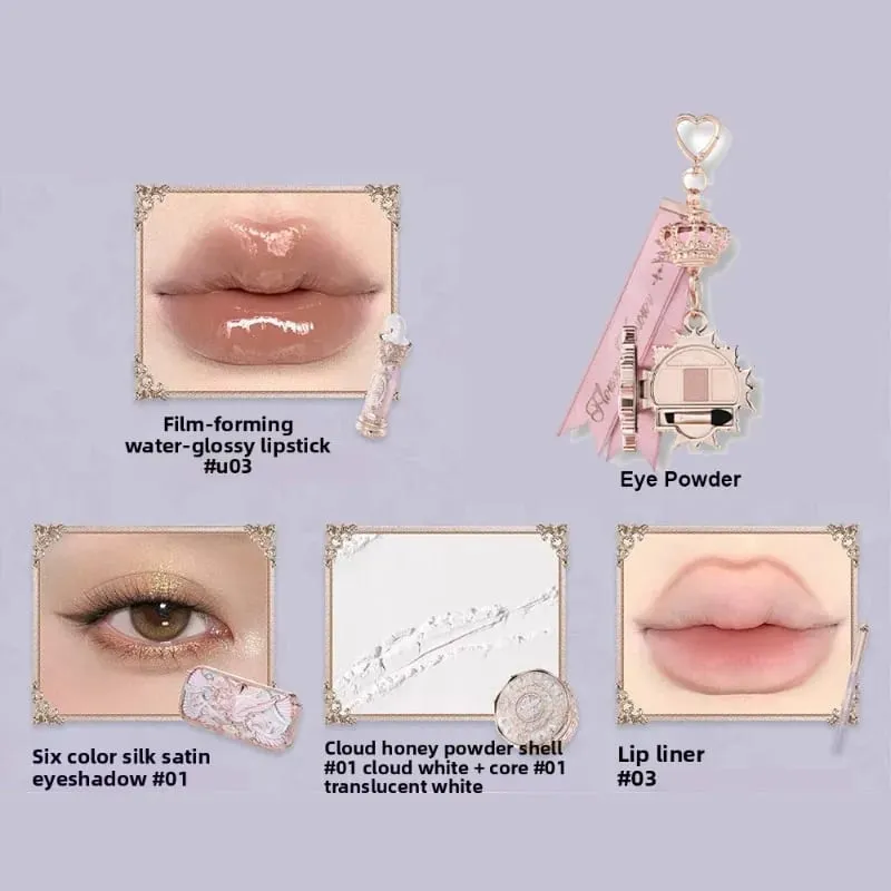 Flower Knows Shell Jewel Collection Set Hadiah Makeup Profesional Eyeshadow Blush Lip Glaze Setting Powder Correcting Primer Kit — image 9