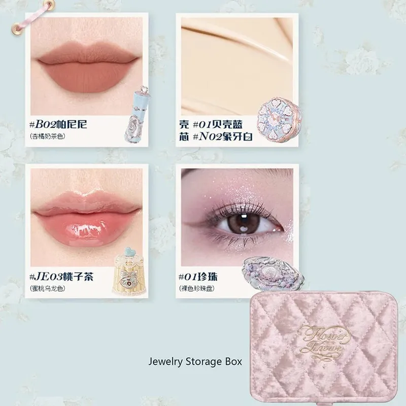 Flower Knows Makeup Profissional Completa Eye Shadow Air Cushion CC Cream Blush Lipstick & Mascara Jewelry Storage Box Gift Set — image 10