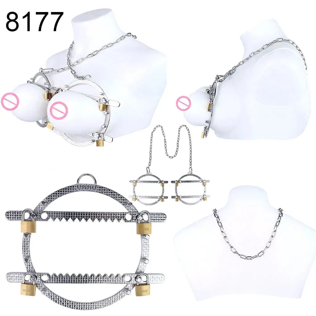 Stainless Steel Breast Bondage Chest Clamp Nipples Massager Strapon Metal Bra Nipple Teating BDSM Sex Toys For Women Men