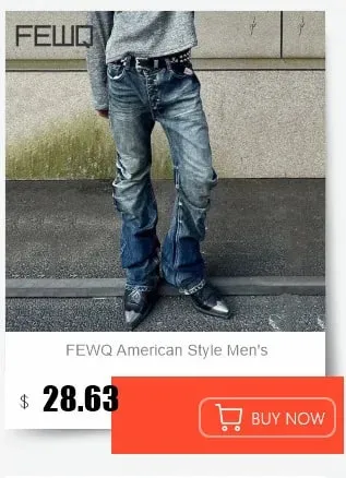Amerikanische männer Denim Hosen Waschen Taste Design Plissee Lose Jeans Kontrast Farbe Casual Männlichen Unten Vintage 4K5156 — image 7