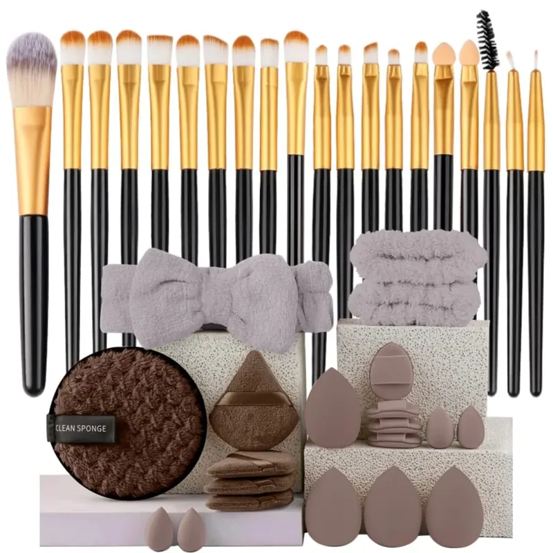 Set Berus Mekap Premium Synthetic Kabuki Foundation Concealers Powder Blush Blending Face Eye Shadow Brush Set — image 8