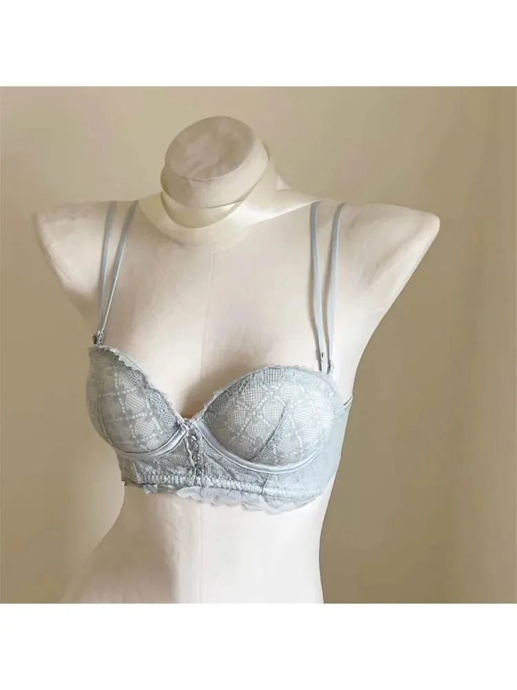 Bra Tekan Ke Atas Renda Tanpa Padding Seluar Dalam Ramping Tanpa Wayar Bralet Seksi Musim Panas Lancar untuk Sokongan Bahagian Angkat Dada Kecil Anti Kendur — image 4