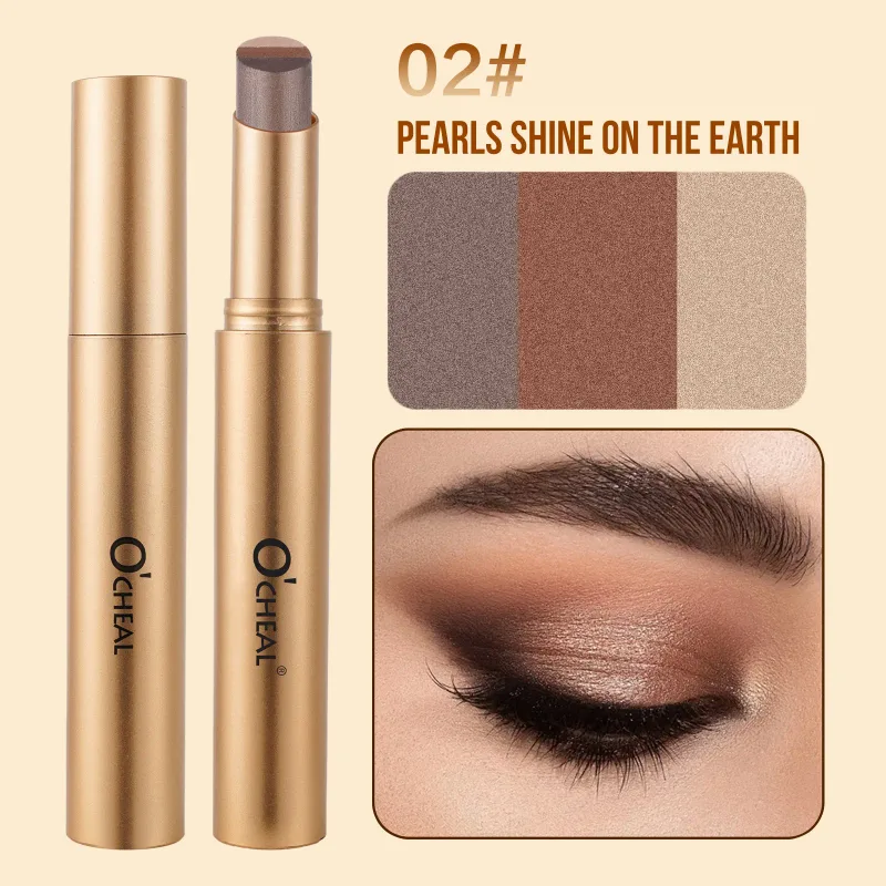 Bâton d'ombre à paupières nacré mat 3 couleurs, imperméable, brillant Durable, maquillage pour les yeux fumé, cosmétiques, bâton d'ombre à paupières longue durée — image 8