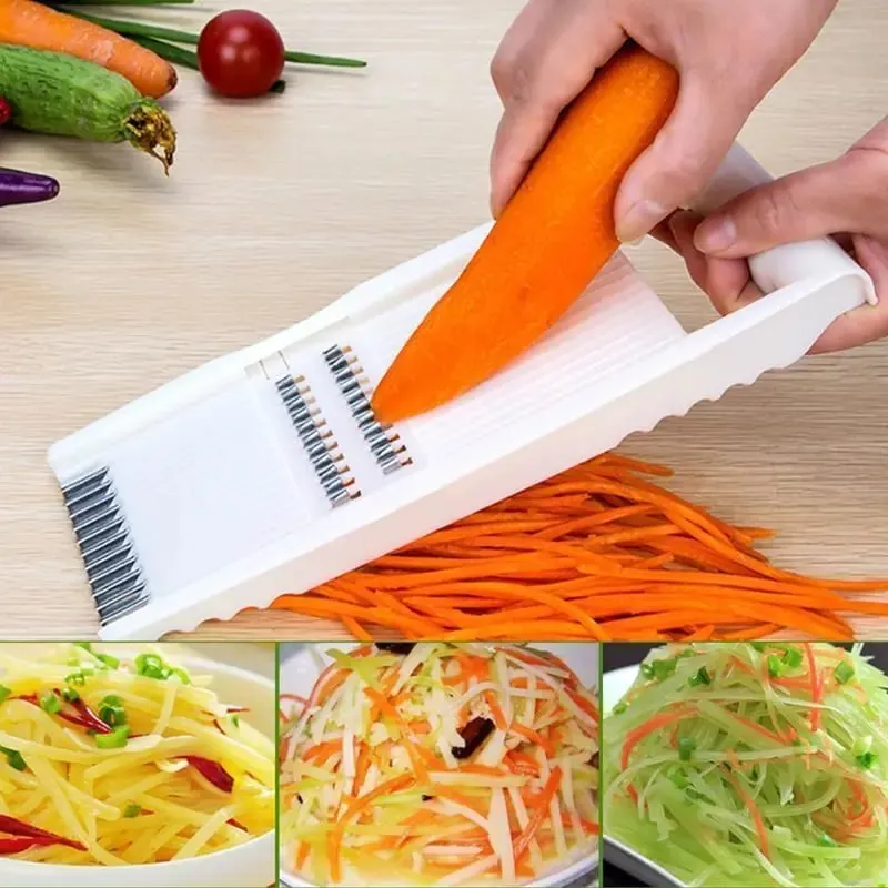 Gulerodsrivejern Multifunktionel grøntsagsskære Frugttrådshøvl Håndskrællere Kartoffelrivejernssnitter Maser Køkkenværktøj — image 4