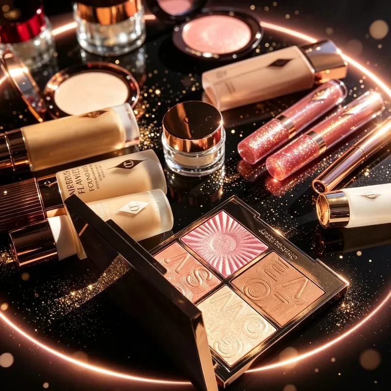 Charlotte Tilbury mate ajuste polvo prensado 4 colores base líquida Hollywood filtro impecable CT bolsa de maquillaje cosméticos de regalo — image 1