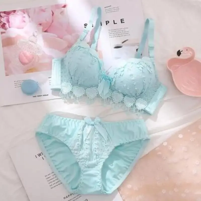 Mädchen Günstige BH-Set Große Größe Zurück Taste Komfortable Sammeln Bh Atmungsaktive Dünne Abschnitt Ohne Stahl Ring Frauen Unterwäsche Sets — image 3