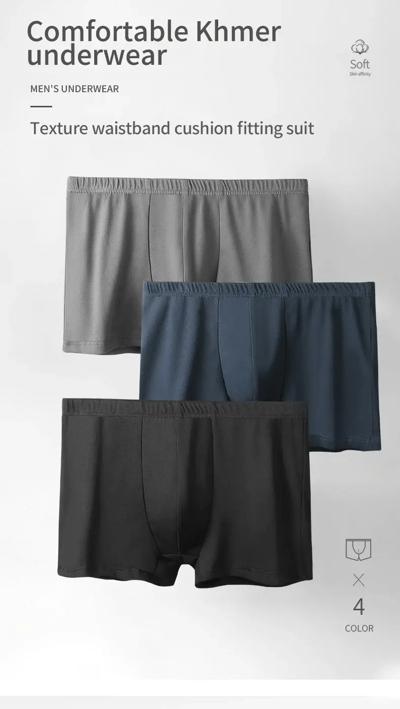 3-Pack Men's Pure Cotton Underwear Men's Summer Large Size Breathable Sports Boxer Briefs Thin Cotton Boys' Boxer Briefs — image 1