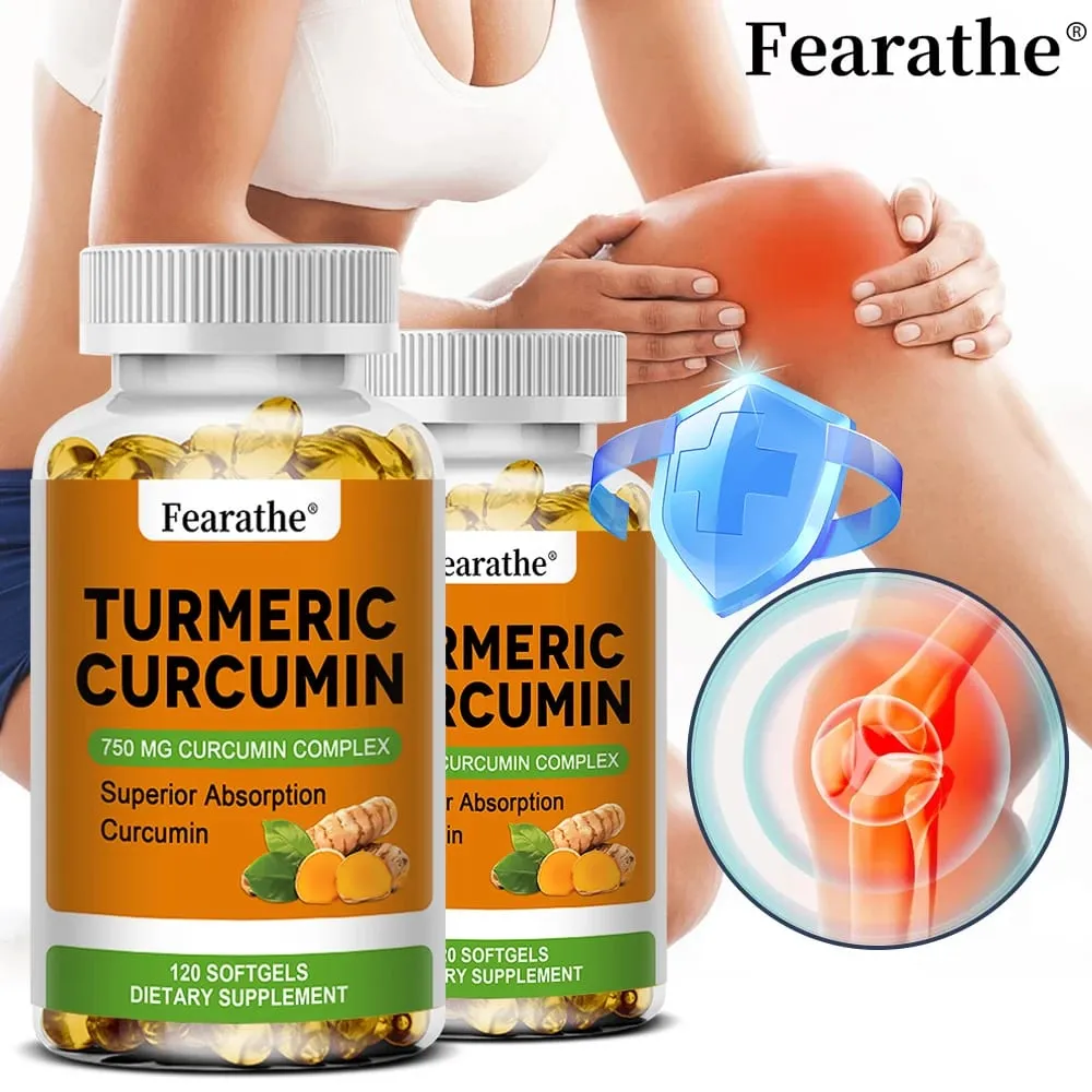 Capsules de curcumine de curcuma biologique – 750 mg, complexe de curcumine le plus puissant pour la santé du cerveau, des muscles osseux cardiovasculaires — image 1