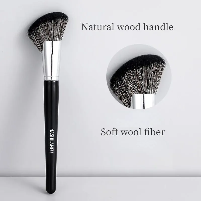 Pennello per scolpire nero Pennelli per trucco professionale Grandi cosmetici per il viso Cont Bronzer Pennello per fard in polvere obliquo Strumenti per il trucco del viso — image 2