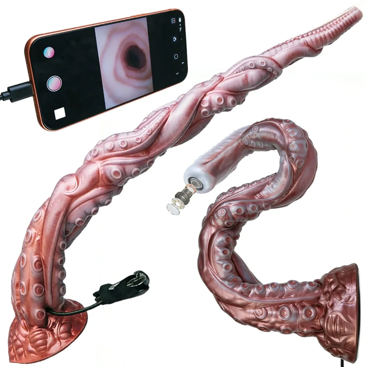 Long Extendable Octopus Tentacles App Controlled Anal Plug with Peeping Hole Suction Cup Base Anal Dilator Speculum Sex Toy — image 1