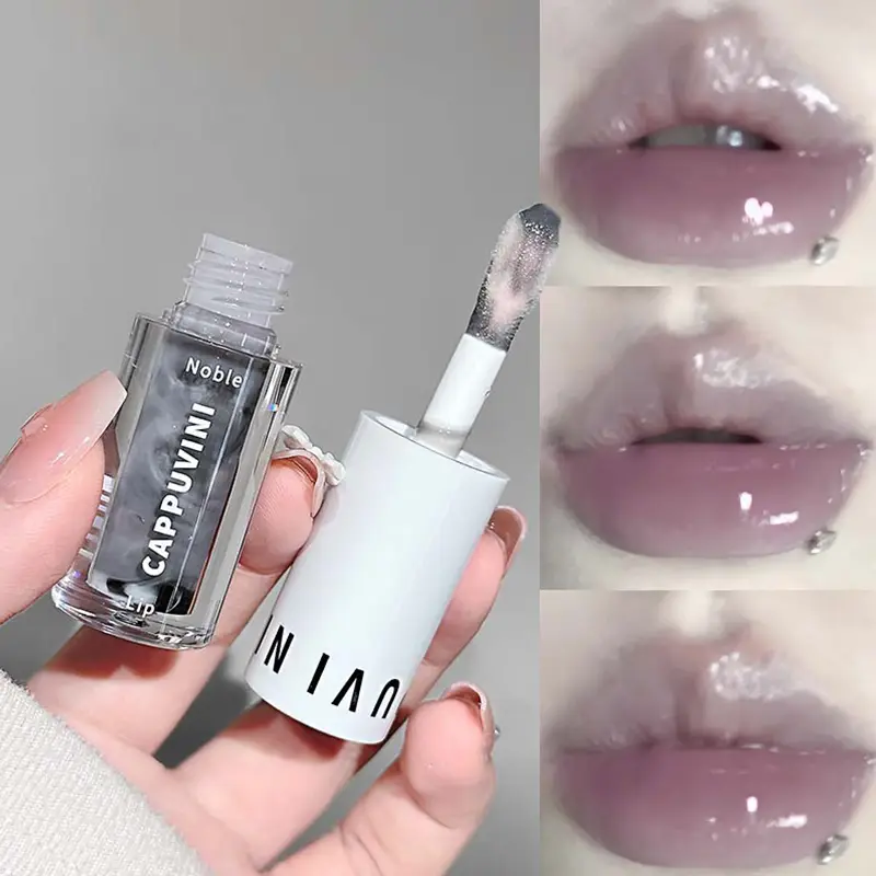 Trasparente Trasparente Grigio Viola Lucidalabbra Idratante Asciugatura Labbra Specchio Smalto per labbra Tinta Plumper Idratante Olio per labbra in cristallo Trucco — image 2