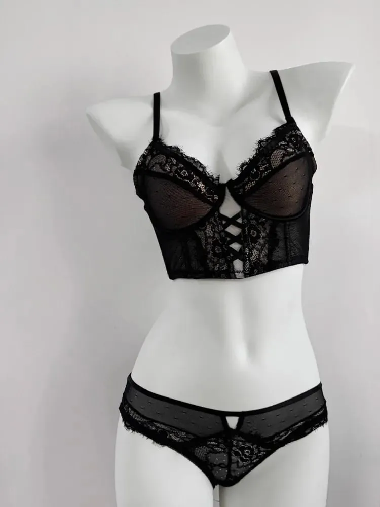 บราลูกไม้ก้างปลาสุดหรูสำหรับคนอกเล็ก | ดันทรง Underwire แบบนุ่ม Anti-Sag | ยาเพิ่มไขมันข้างเหน็บ | เซ็กซี่ Tushy G & กางเกงใน — image 2