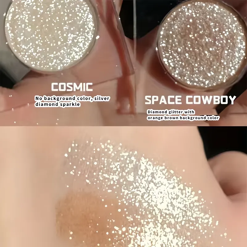 Fard à paupières pailleté longue durée – Finition radieuse haute brillance, effet de mise en valeur instantané, poudre scintillante, maquillage pour les yeux pour les fêtes.