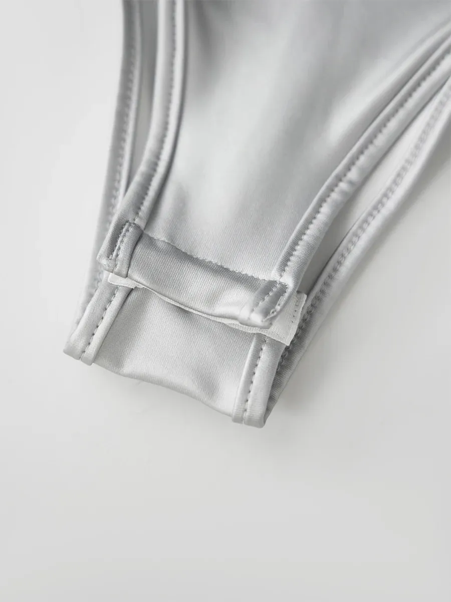 Schlanker, ärmelloser Body für Damen mit glitzernden Pailletten, Spaghettiträger, Dreiecksspielanzug, Trikot-Oberteile