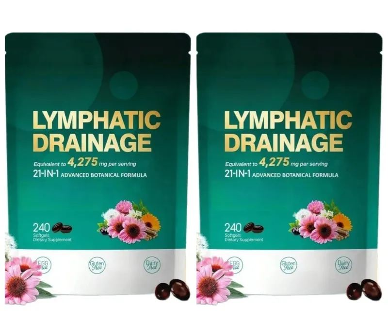 Sistem Kapsul Drainase Limfatik 21 in 1 4275mg Mendukung 240 Gel Lunak dengan Campuran Herbal dan Dandelion Burdock & Kunyit — image 8
