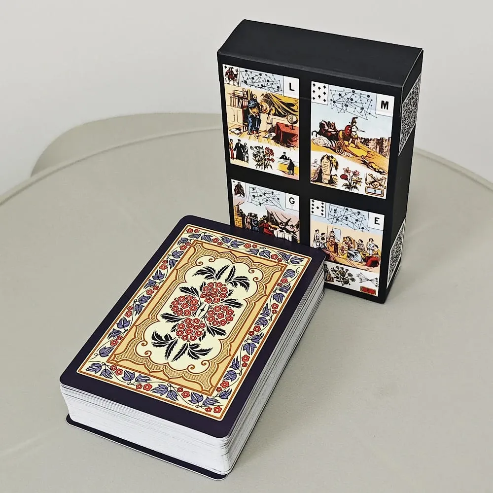 Grand Jeu De Mlle Lenormand 데크 9*6cm 350GSM 이중 양각 카드지 54 Pcs Lenormand Oracle 카드에 인쇄됨