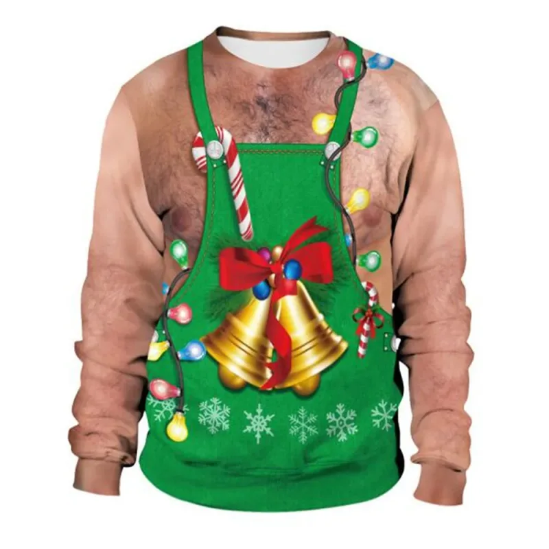 Pull de Noël drôle pour hommes et femmes, sweat-shirt de noël avec graphique laid Y2k, pour fête de vacances, vêtements amples pour hommes — image 8
