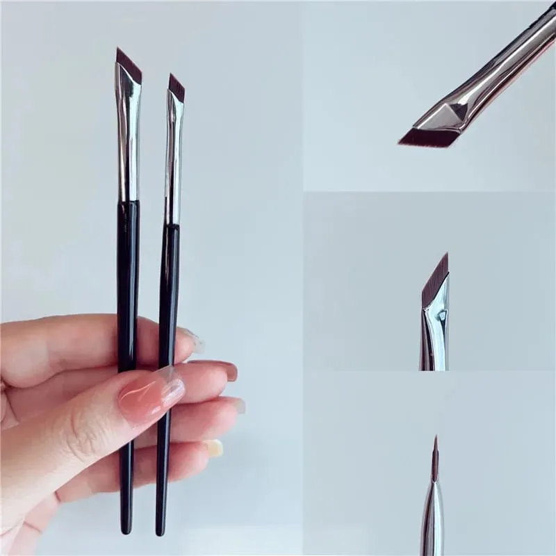 2 uds pincel delineador de ojos con punta en ángulo, cepillo de cejas fino ultrafino, pinceles delineadores de ojos curvos y planos, herramientas de maquillaje delineador de ojos en ángulo fino — image 1