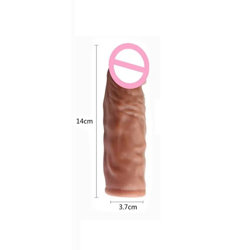 Realistic Penis Extension Cock Sleeve Reusable Silicone Penis Enlarger Delay Condoms For Men Dildo Enhancer Sex Toys Erotic Shop