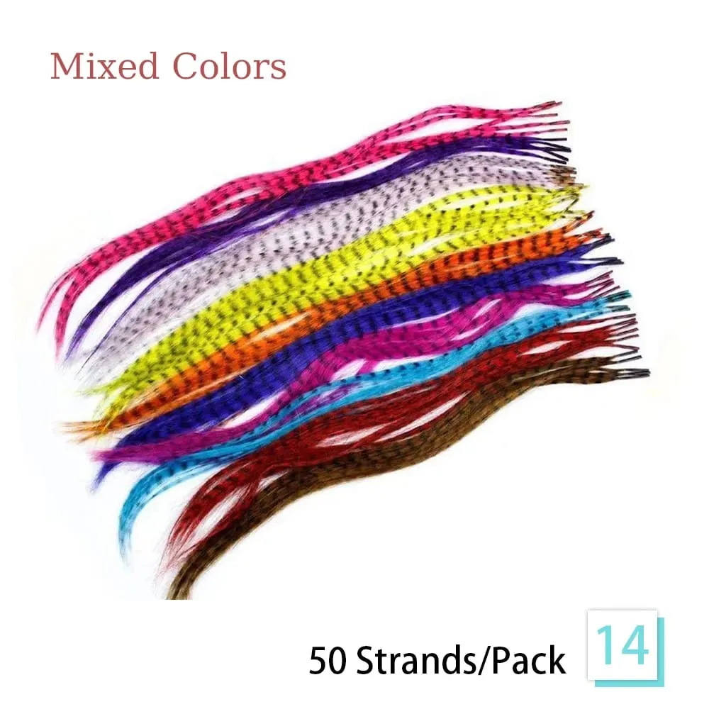 Estensioni dei capelli con piume sintetiche 16 pollici 50 fili/pacco Estensioni dei capelli colorati Estensioni delle piume dei capelli colorati per le donne — image 20