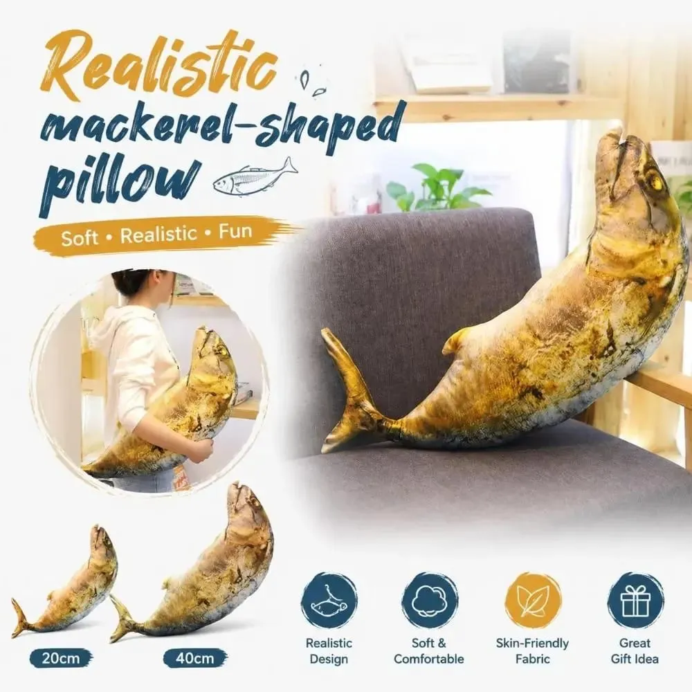 Hadiah Bantal Mewah Ikan Tenggiri yang Realistik Mainan Mewah Ikan Sumbat Lembut Hiasan Katil Sofa Mainan Kucing berbentuk Tenggiri — image 2