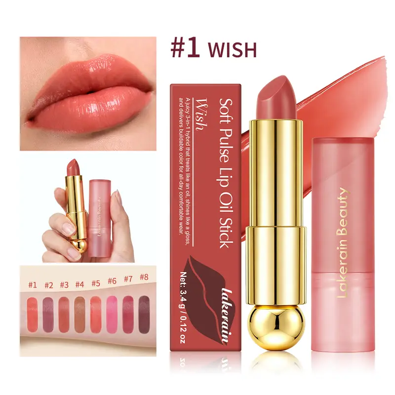 3‑in‑1 Solid Tinted Lip Oil Stick Glass Plump Glossy Finish Buildable Color Nourishing Apple Seed Oil Lip Care Makeup — image 2