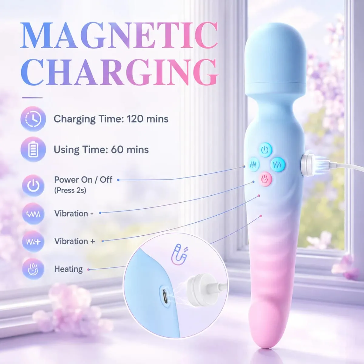 AV Vibrator untuk Wanita Kuat G Spot Dildo Tongkat Sihir Perangsang Kelentit 3 DALAM 1Vagina Massager Dewasa Mainan Seks untuk Wanita — image 2
