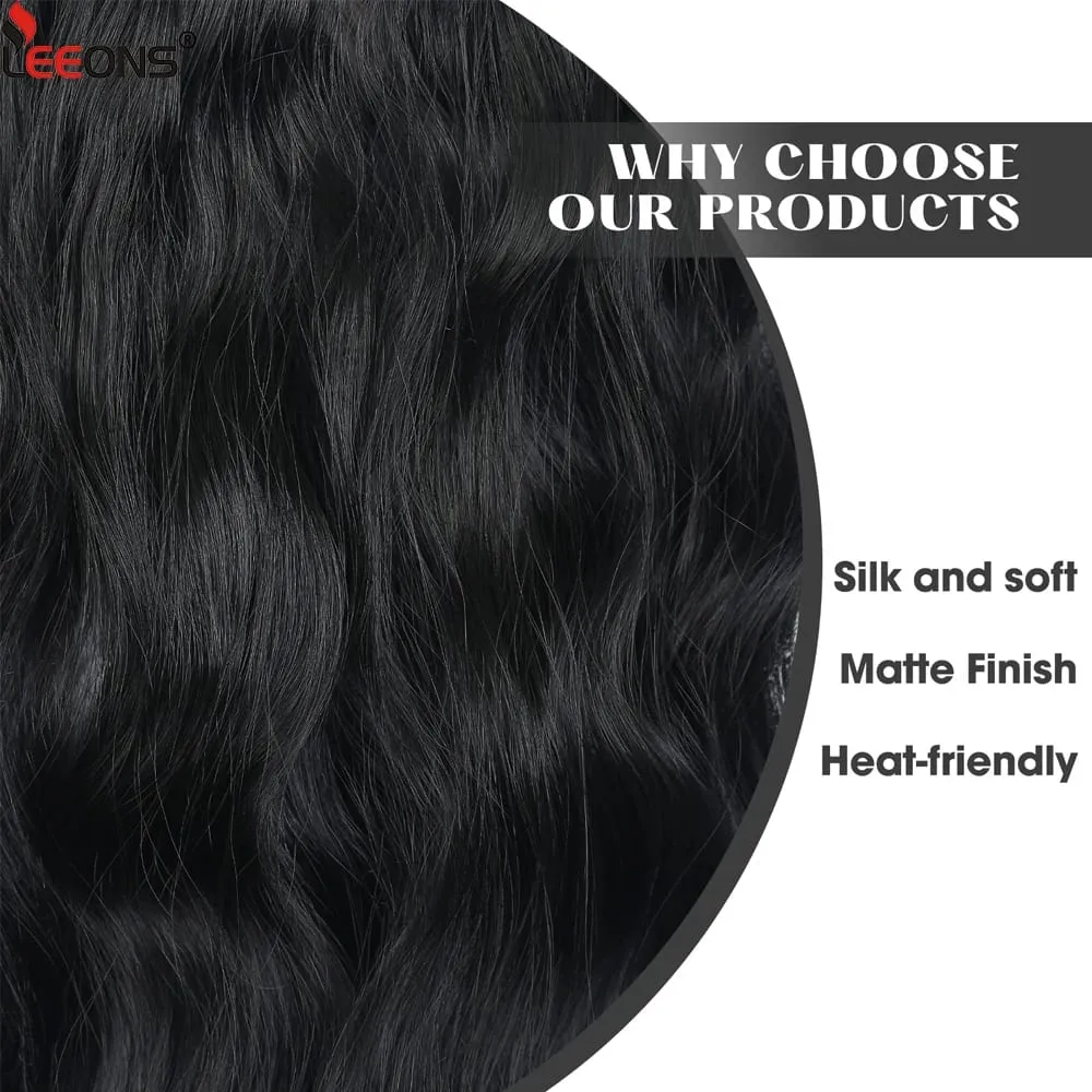 Parrucchino sintetico ondulato lungo artificiale Biondo misto marrone Pezzo di capelli finti per le donne Due clip Estensione naturale dei capelli 17 colori — image 10
