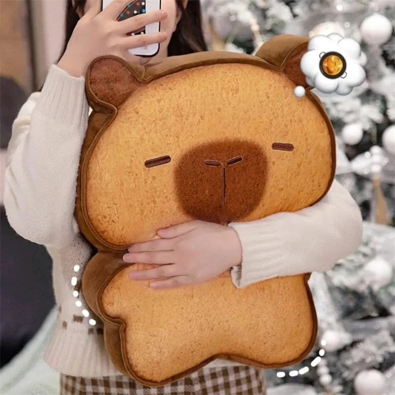 Kawaii Plush Biscuit Capybara Throw Pillow Cute Capibara Cake Cookie Toast Keychain Sofa Cushion Nap Sleeping Toys Birthday Gift — image 7