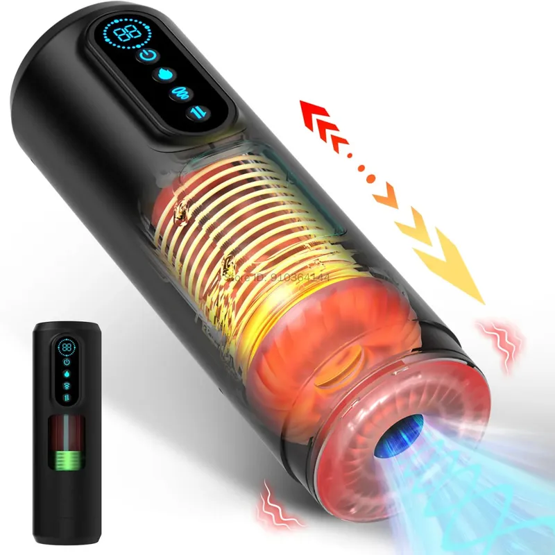 Automatico Telescopico Succhiare Riscaldamento Masturbatore Maschile Realistico Pompa Del Pene Figa Tascabile 9 Macchina Del Sesso Vibrante Giocattoli Del Sesso per Gli Uomini
