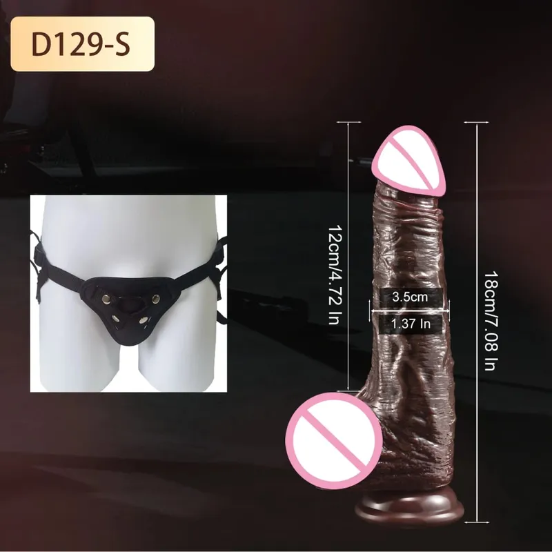 Strapon Besar Zakar Realistik Dildo Kulit Gelongsor Kulup Buah zakar Dildo Dubur Faraj Palam Batang Mainan Seks Dewasa untuk Wanita — image 16