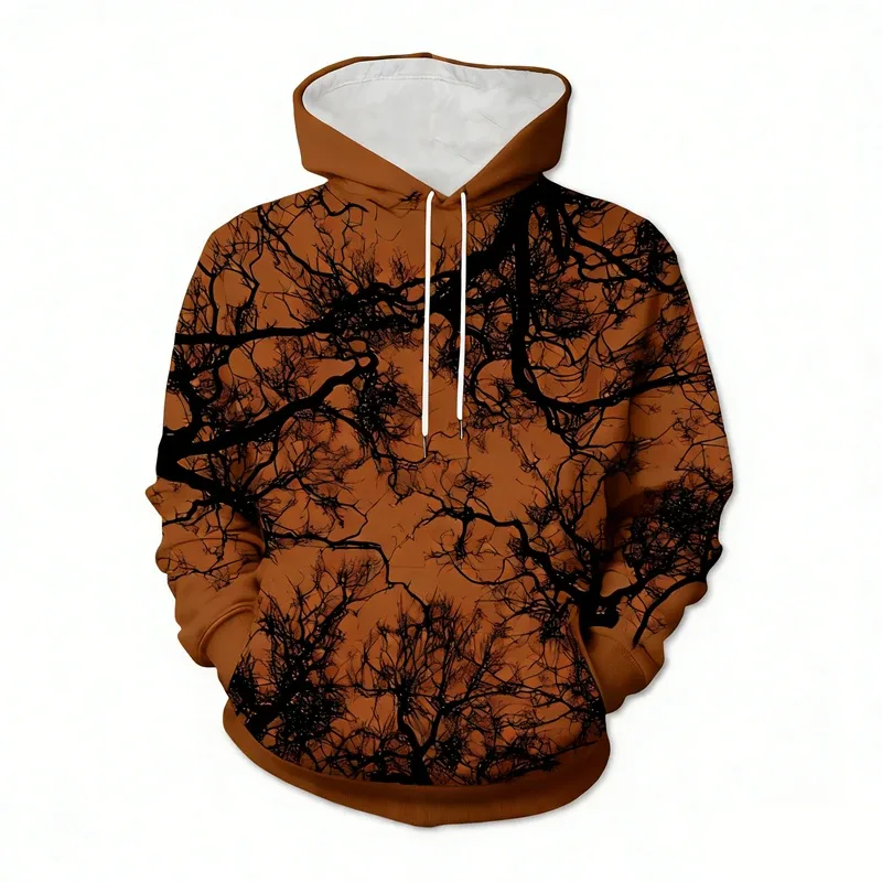 Sudaderas con capucha de árbol con estampado 3d multicolor para hombre, ropa con patrón de plantas, sudaderas con capucha de manga larga para calle al aire libre — image 7