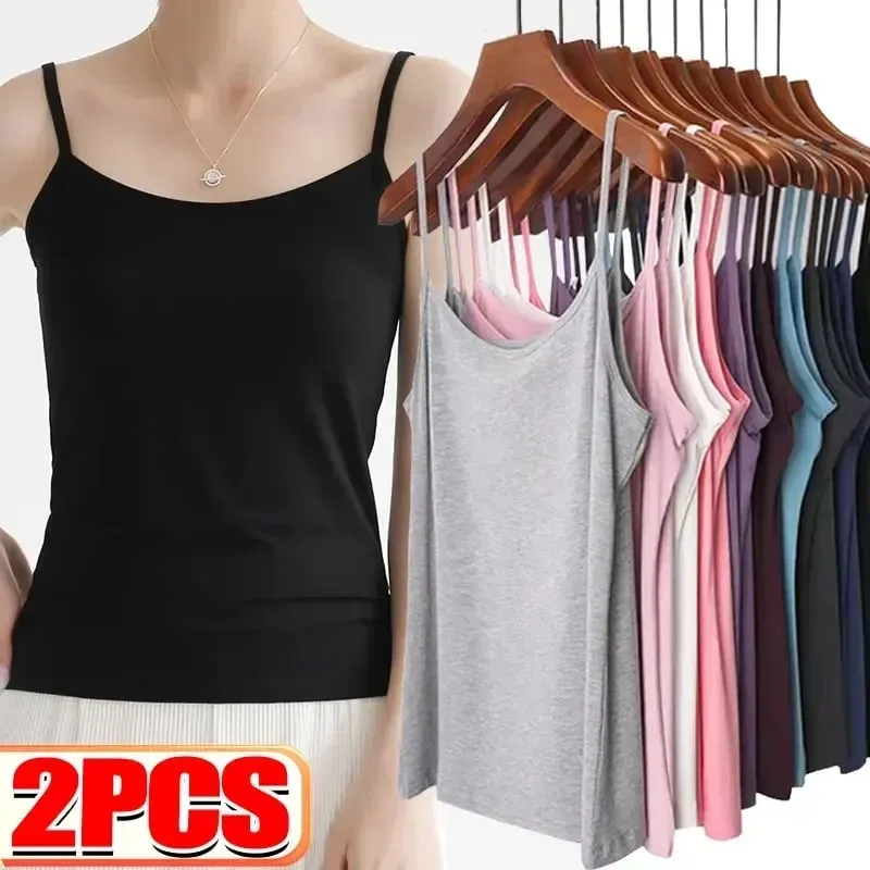 Basic Camisoles ผู้หญิง Crop Tops เสื้อแขนกุด Bralette Tops สีทึบผอมเสื้อกั๊กหญิงกระชับสัดส่วนถัง Bra ชุดชั้นใน — image 3