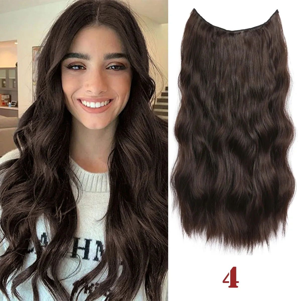 Parrucchino sintetico ondulato lungo artificiale Biondo misto marrone Pezzo di capelli finti per le donne Due clip Estensione naturale dei capelli 17 colori — image 11