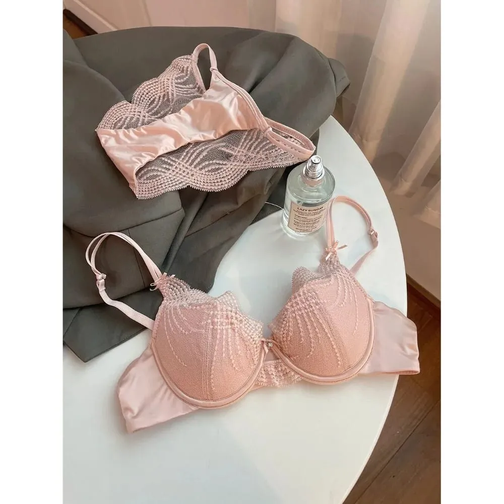 สุภาพสตรีชุดชั้นในลูกไม้ชุด PURE Desire ความงามลึก V สายรัดบางถ้วยบางนุ่ม Underwire Push-Up Bra กางเกง S-XL — image 3