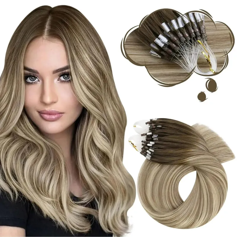 Moresoo Micro Link-Haarverlängerungen, Echthaar, Mikro-Loop-Haar, Kaltfusion, 50 g, unsichtbares brasilianisches vorgebundenes Remy-Mikroring-Haar — image 13