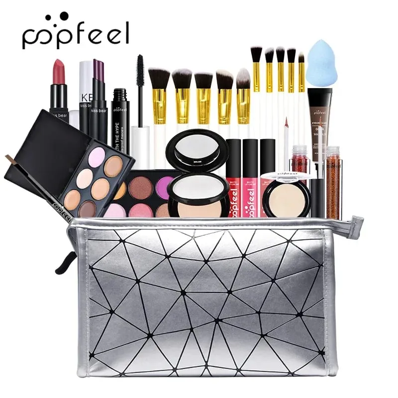 Kit de maquiagem profissional para meninas, sombra, creme, corretivo, blush, brilho labial, batom, pincel de maquiagem feminino, conjunto de maquiagem — image 4