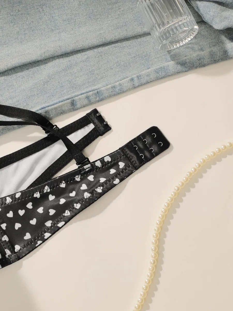 Hot selling 2 sexy printed pattern bras na may mga nakalap na push up adjustable shoulder strap underwear set A3122 — image 5