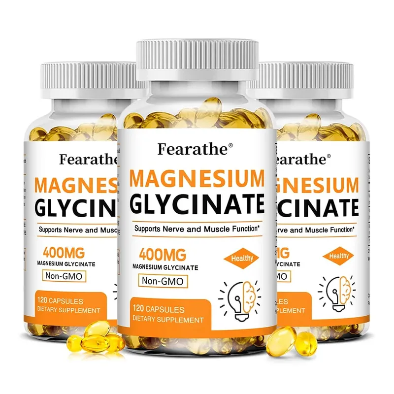 Magnesiumglycinat 400 mg Kapseln unterstützen die Muskeln, Knochen, Herz, Nerven, Schlafqualität und die Gesundheit des Immunsystems. Nicht gentechnisch verändert — image 11