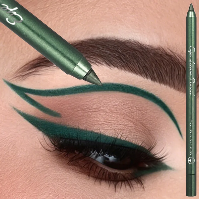 1 Stück wasserdichter blau-grüner Eyeliner-Stift, wischfest, langlebig, Perlglanz-Glitzer-Eye-Liner, hochpigmentiertes Punk-Augen-Make-up — image 4