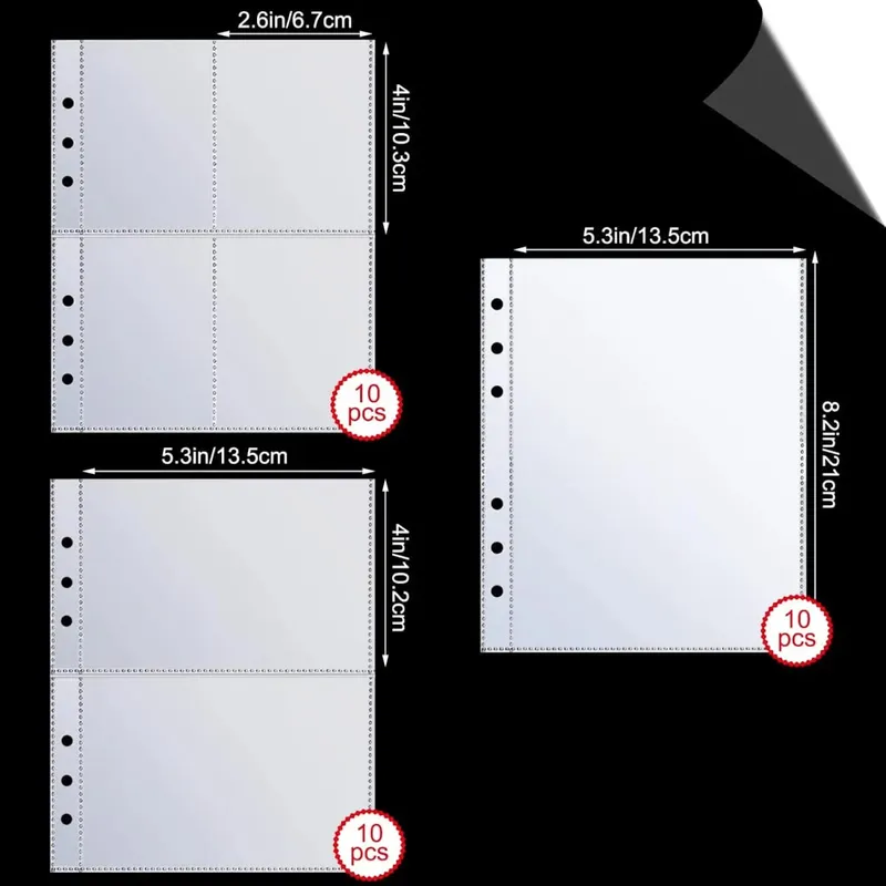 A5 doorzichtige bindmiddelbladbeschermers 30 stuks PVC-navulinzetstukken 1 2 4 pocketpagina's voor 6 ringbandsticker Foto Ticketkaart Contant
