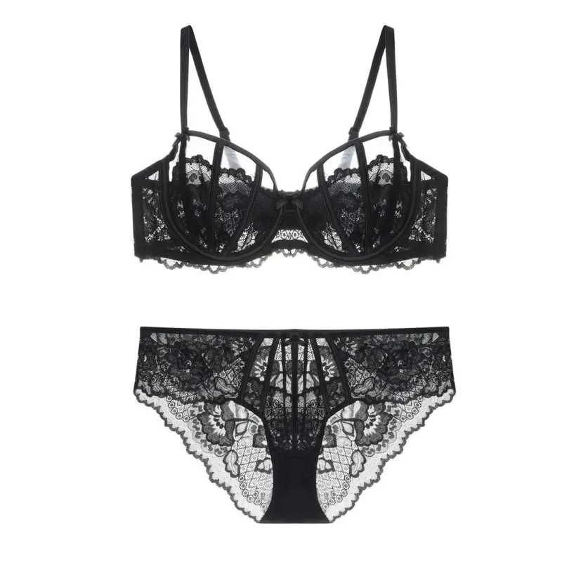 Beautiful Embroidered Floral Lingerie Set With Lined Comfortable Bra And Underwear Wired Bra And Panties For Outerwear Daily — image 8