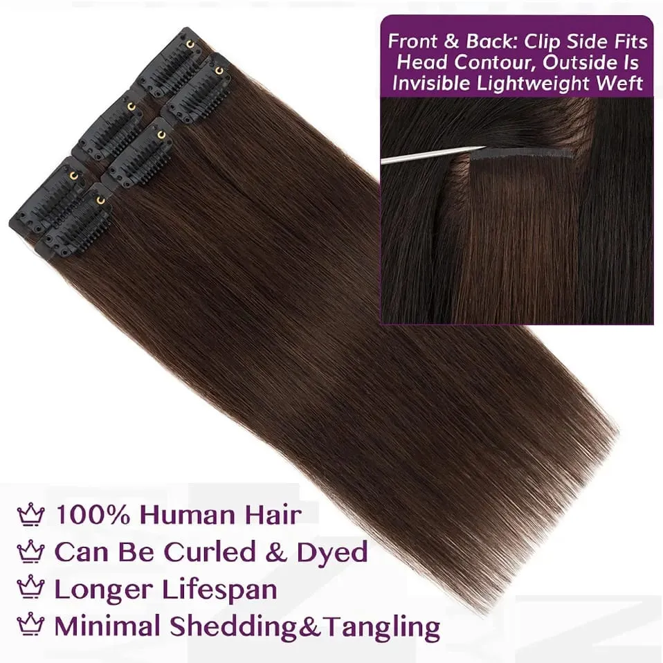 S-noilite Nahtlose PU-Haarverlängerung mit dünnem Schuss, 6 Stück, Clip-in-Haarverlängerungen aus echtem Menschenhaar, glatt, weiche Seide, Clip-in-Verlängerung für Frauen — image 4