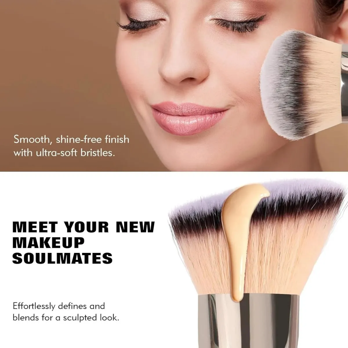Berus Asas Dwi Berakhir untuk Serbuk Cecair Blush Concealer Alat Solekan Profesional Kontur dengan Beg Perjalanan untuk Gadis Wanita — image 1