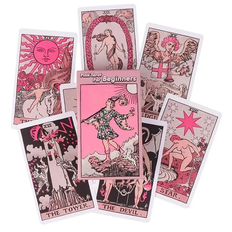 Pink Rider Waite ไพ่ทาโรต์ชุดดาดฟ้าสำหรับผู้เริ่มต้น Prophecy Divination Deck Family Party Board Fate การ์ด Fortune Telling เกม — image 4
