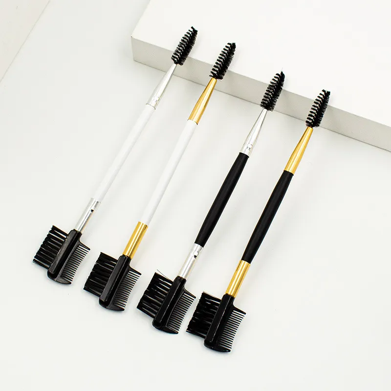 3/10 PC 1PC Doppelseitige Augenbraue Kamm Pinsel Schönheit Make-Up Pinsel Wimpern Applikator Professionelle Bilden Werkzeug — image 3