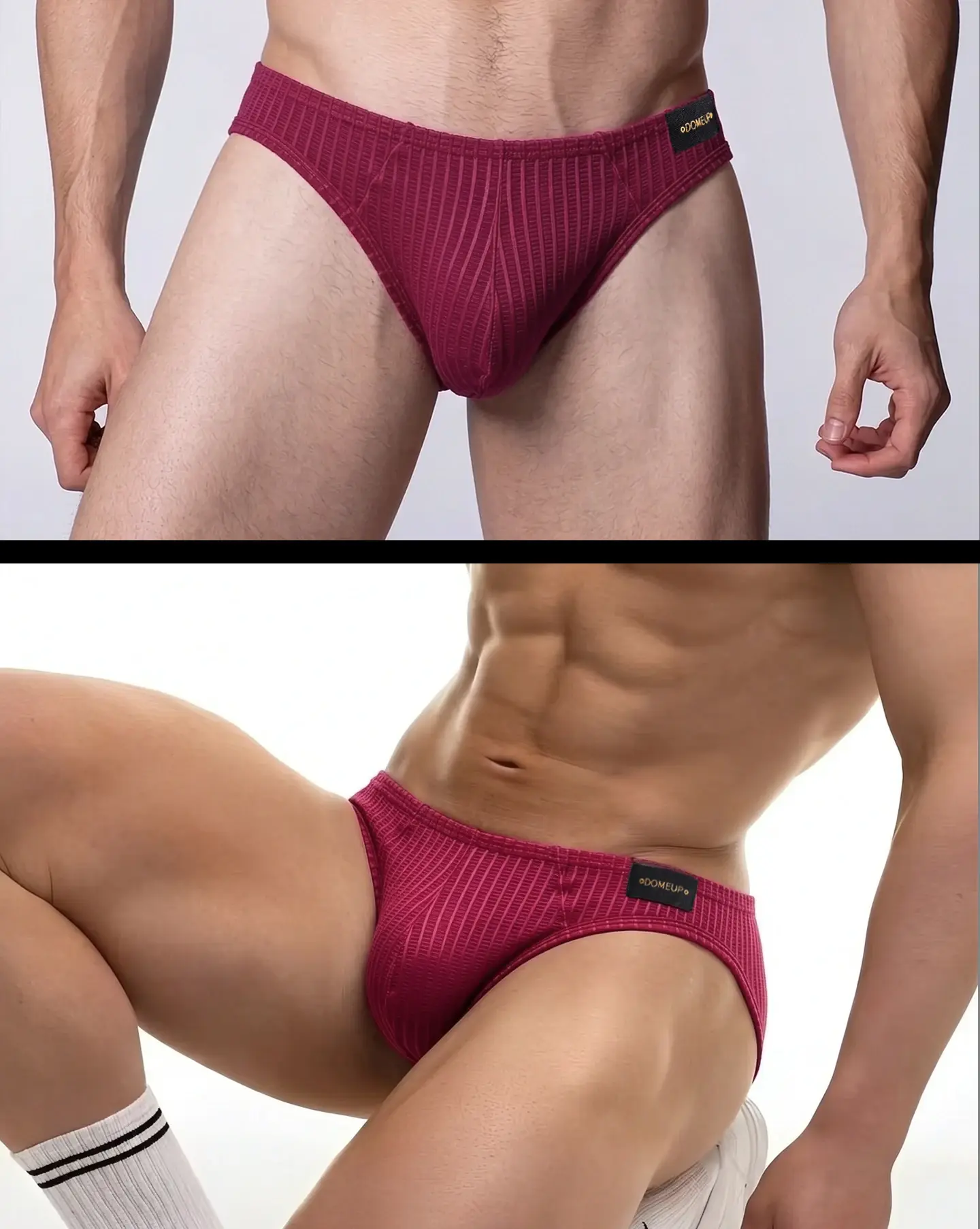 Men's Low‑Rise Briefs, Vertical Striped Sheer Mesh Underwear, Nylon Elastane Stretch Pouch Underpants for Daily Wear — image 12